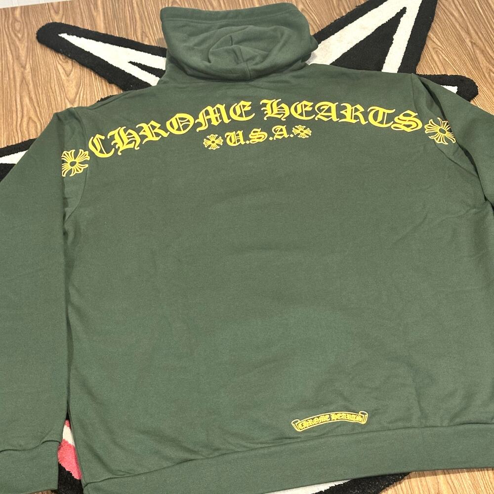 Chrome Hearts T Bar Hooded Sweatshirt – Green/Yellow – Size L – Worn Once